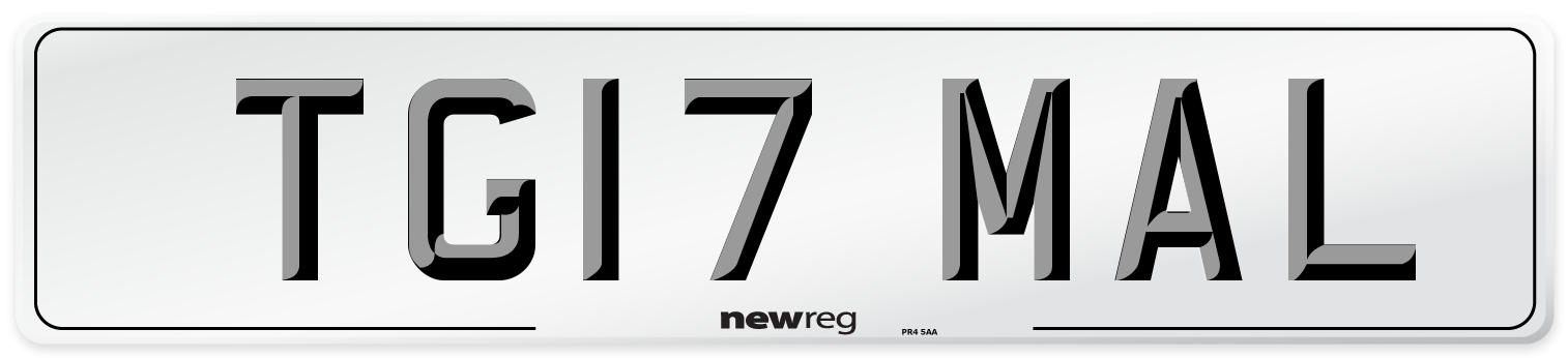 TG17 MAL Number Plate from New Reg